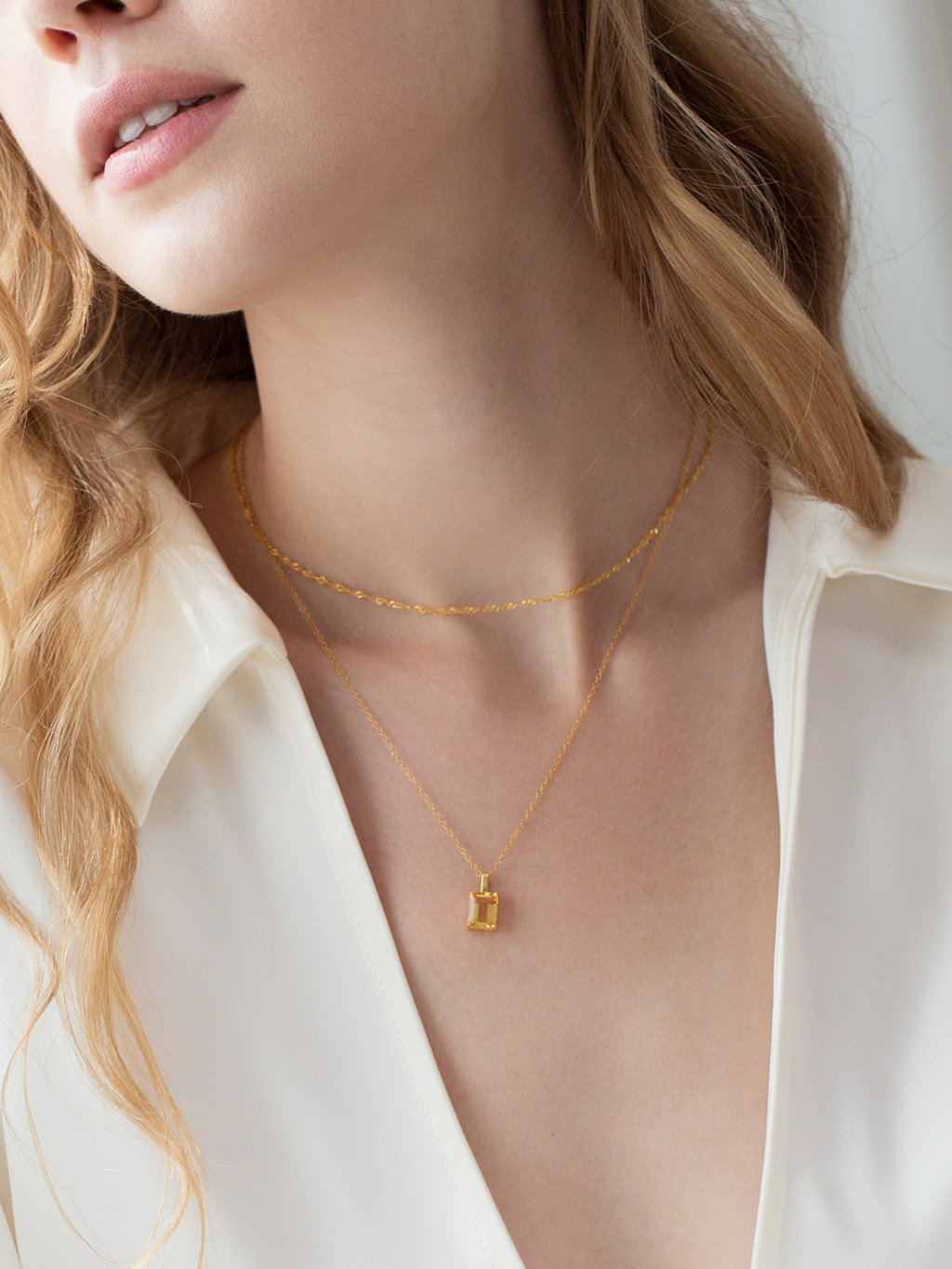 Collier chaîne torsadée en vermeil d'or 18 carats