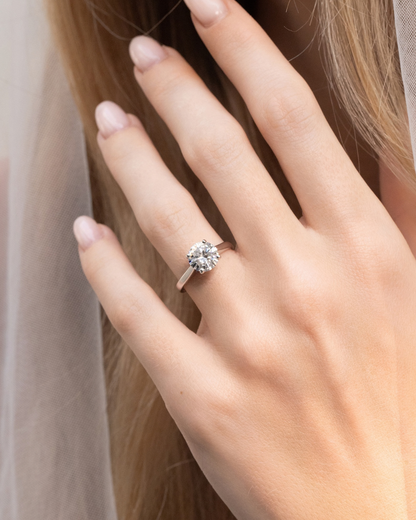 2 ct Round Solitaire Moissanite Engagement Ring in Sterling Silver - SJR London Timepiece