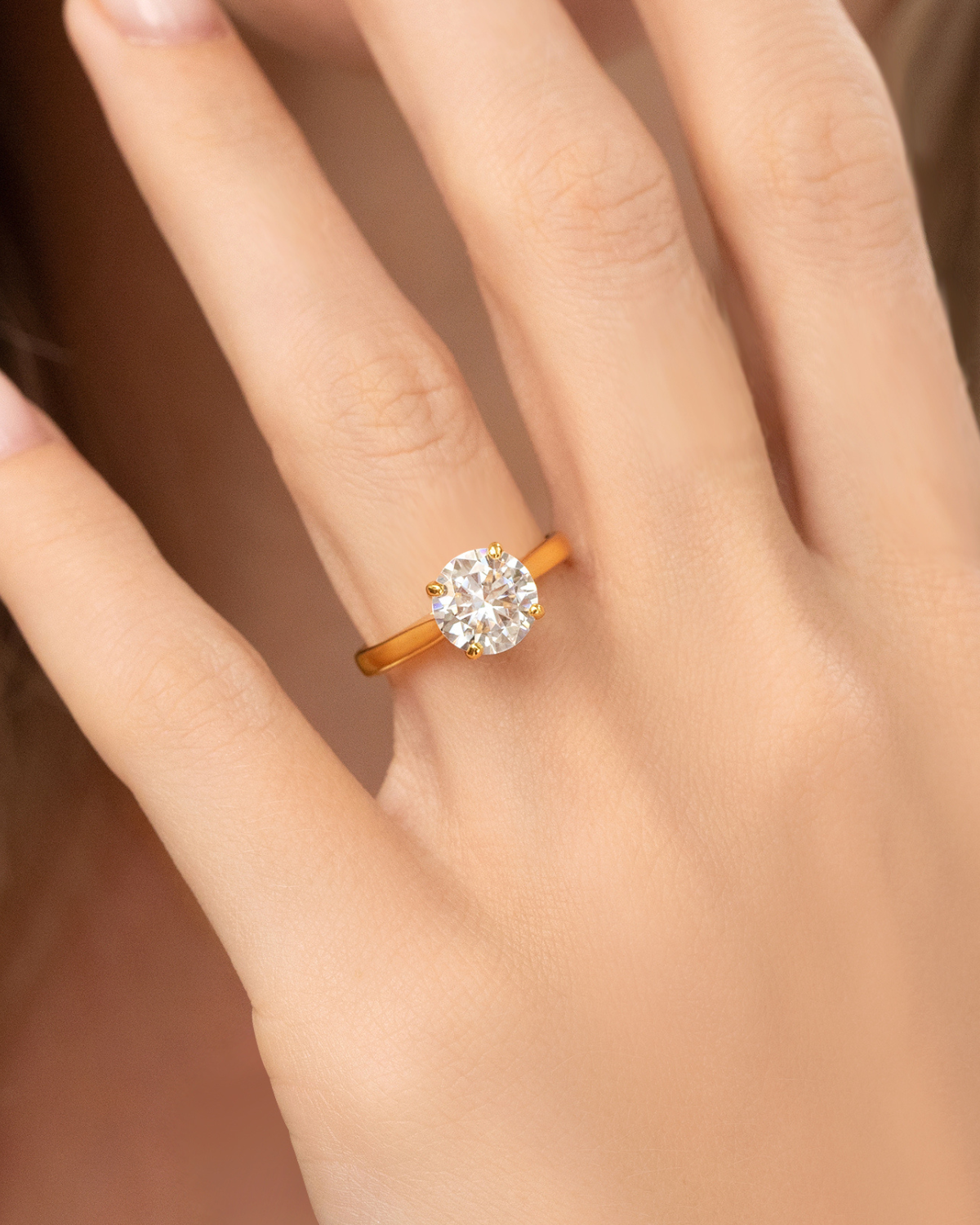 2 ct Round Solitaire Moissanite Engagement Ring in 18k Gold Vermeil - SJR London Timepiece