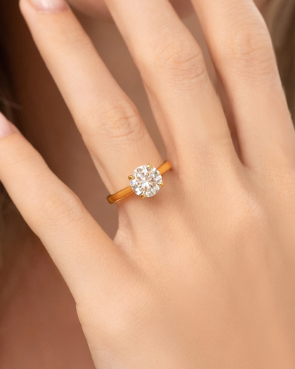 2 ct Round Solitaire Moissanite Engagement Ring in 18k Gold Vermeil - SJR London Timepiece