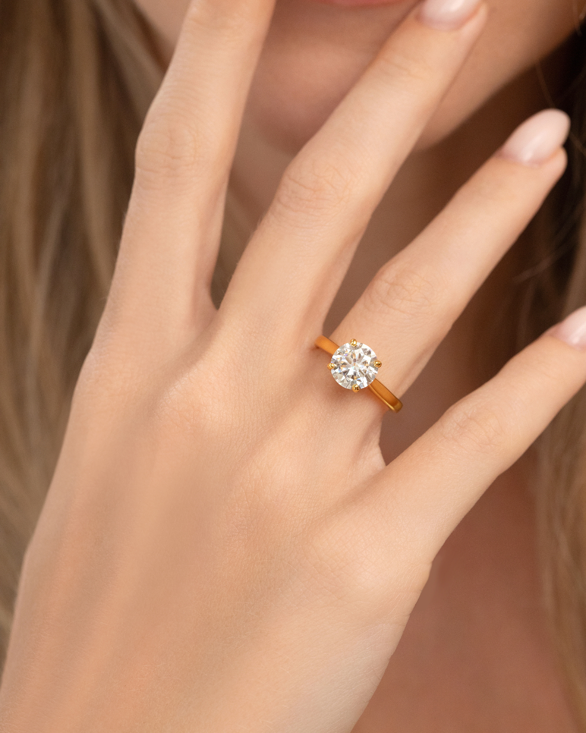 2 ct Round Solitaire Moissanite Engagement Ring in 18k Gold Vermeil - SJR London Timepiece