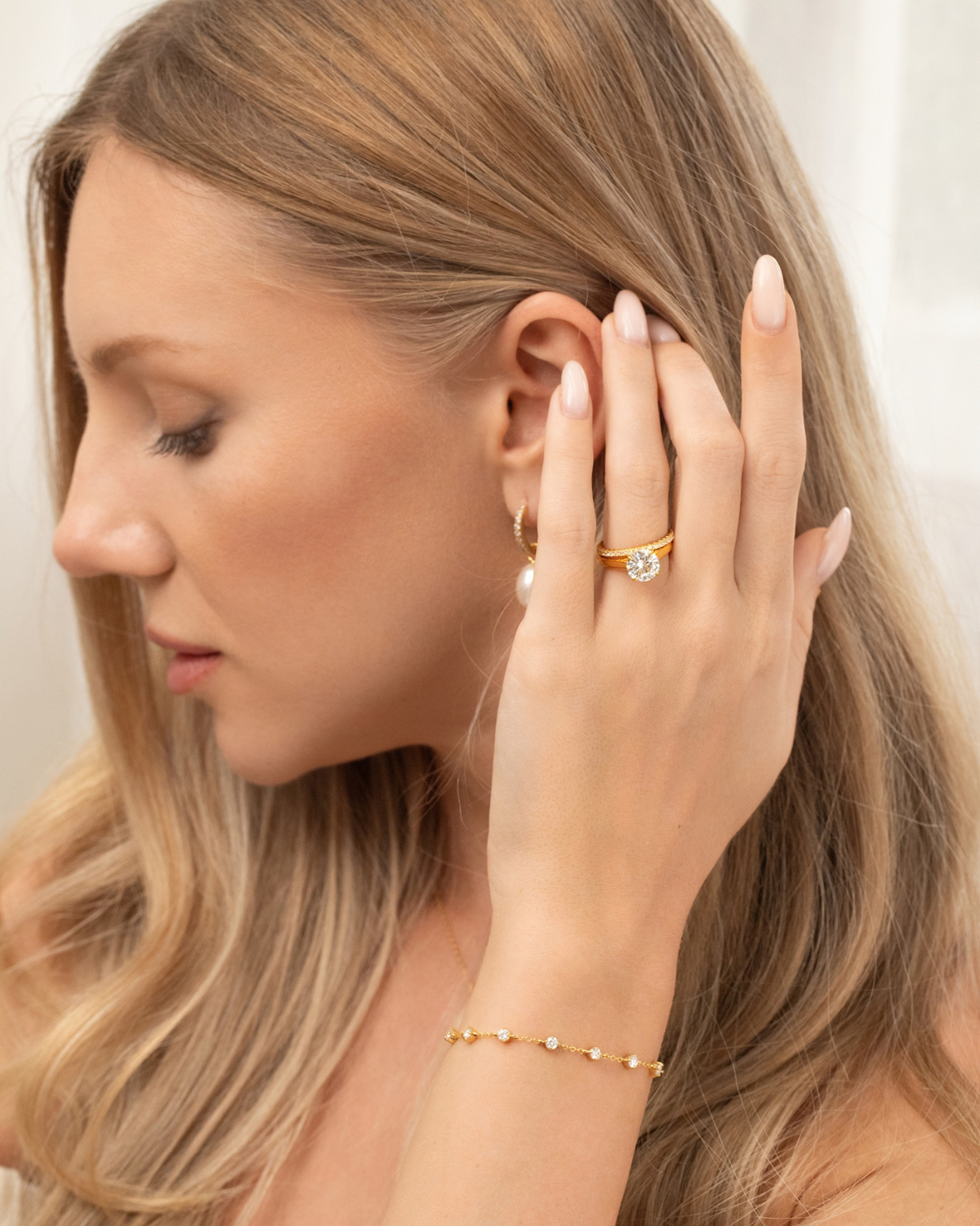 Bracelet en moissanite en vermeil d'or 18 carats