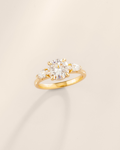2 ct Round Moissanite Three Stone Engagement Ring in 18k Gold Vermeil - SJR London Timepiece