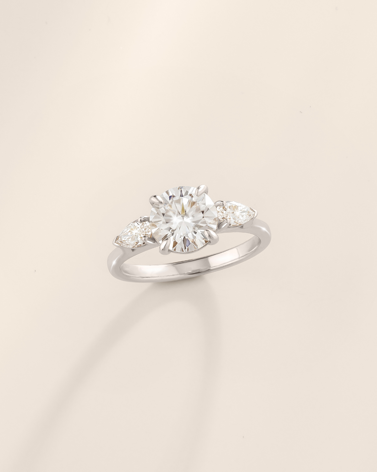 2 ct Round Moissanite Three Stone Engagement Ring in Sterling Silver - SJR London Timepiece