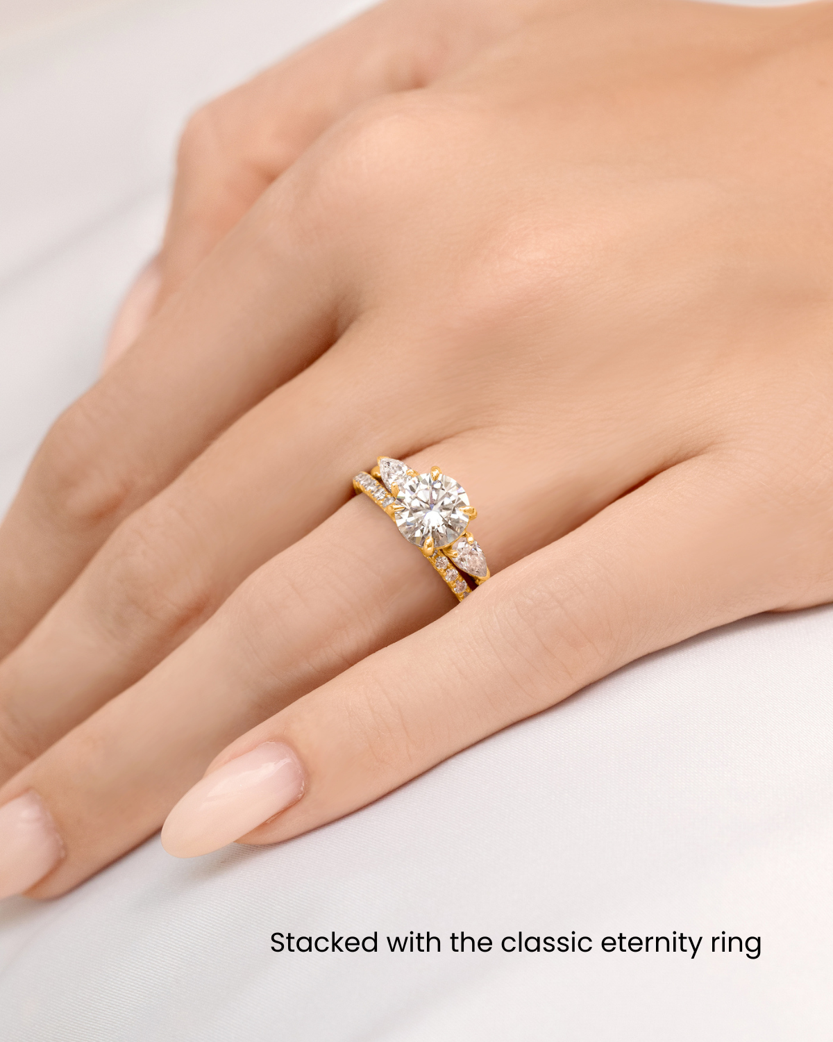 2 ct Round Moissanite Three Stone Engagement Ring in 18k Gold Vermeil - SJR London Timepiece
