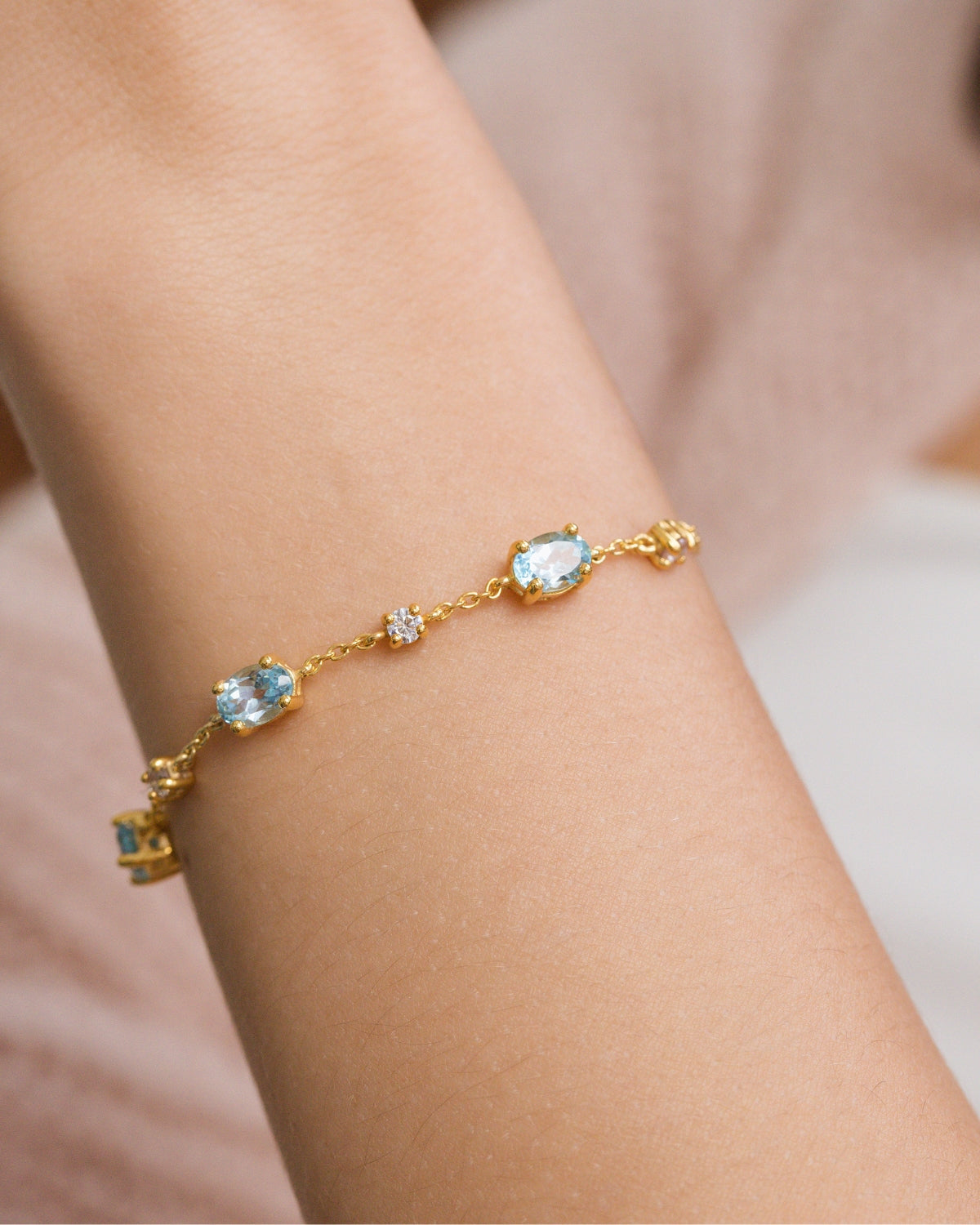 Blue Topaz Bracelet in 18k Gold Vermeil - SJR London Timepiece