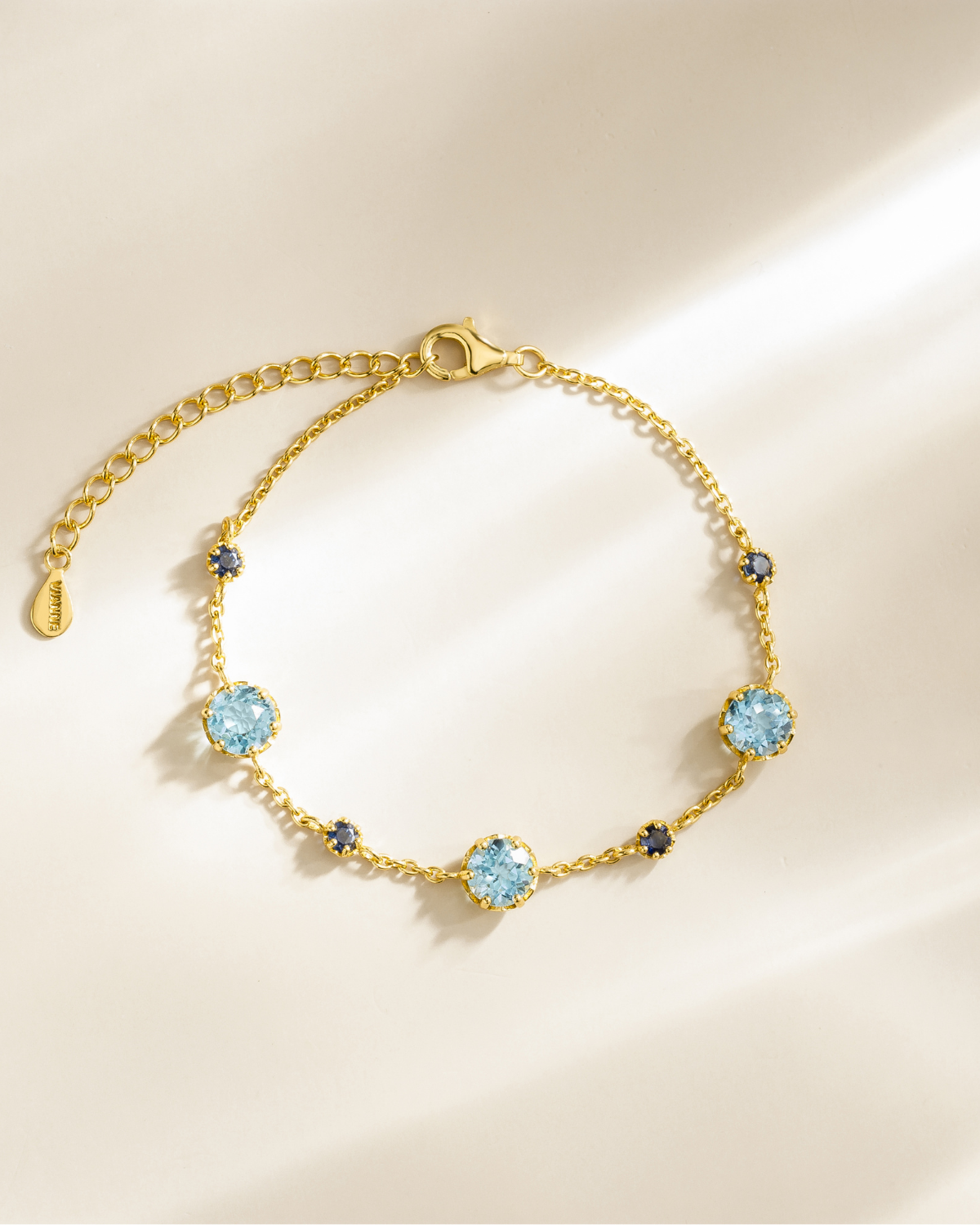 Blue Sapphire & Blue Topaz Bracelet in 18k Gold Vermeil - SJR London Timepiece