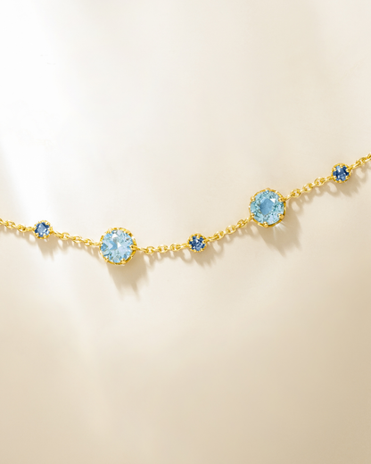 Blue Sapphire & Blue Topaz Bracelet in 18k Gold Vermeil - SJR London Timepiece