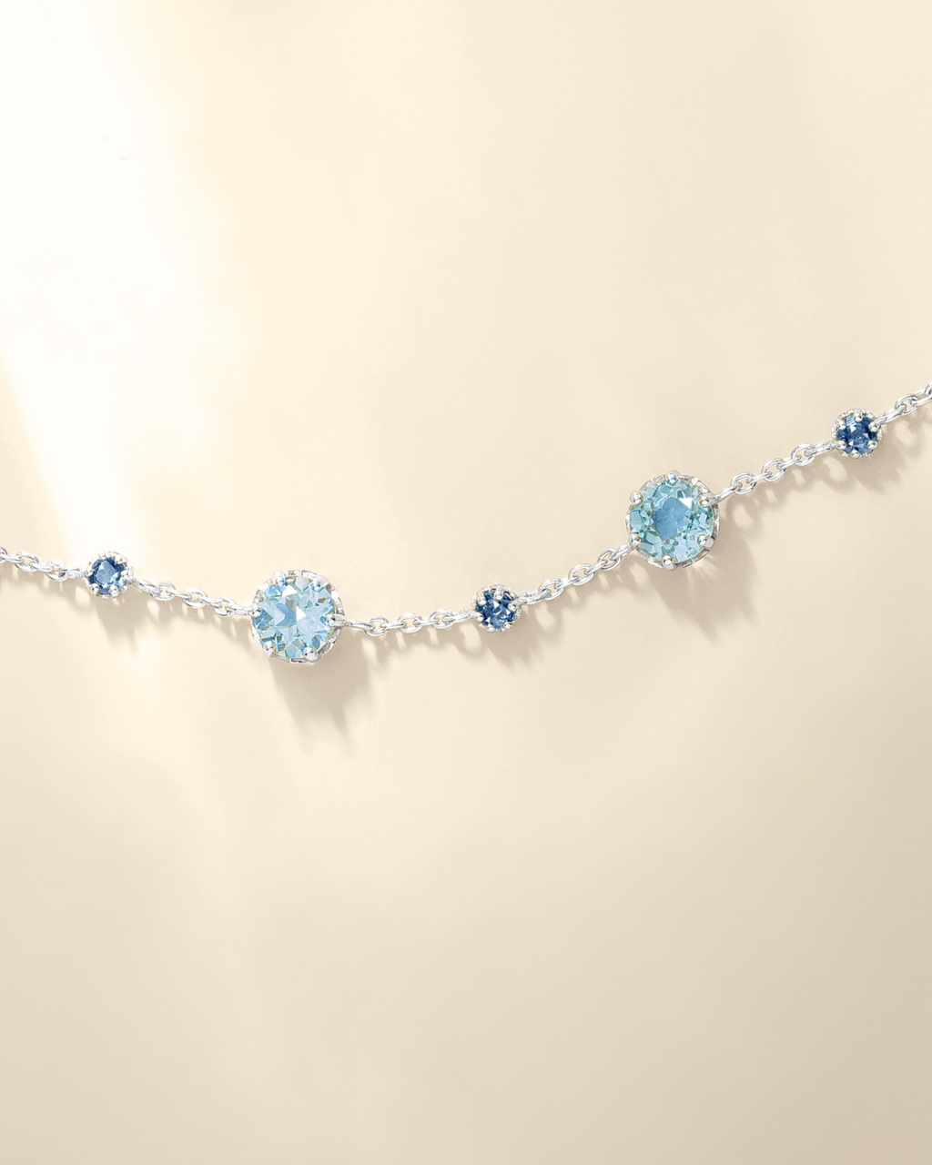 Parure Saphir bleu & Topaze bleue en Argent Sterling