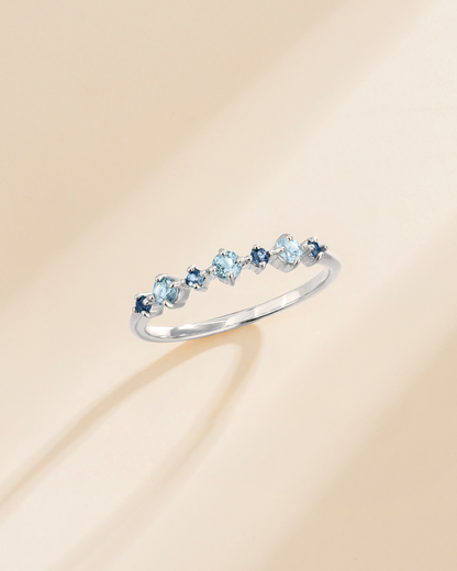Blue Sapphire & Blue Topaz Stackable Half Eternity Band in Sterling Silver - SJR London Timepiece