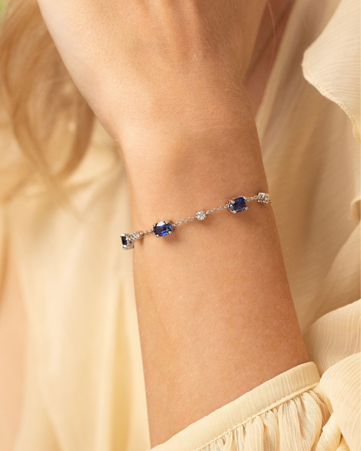 Blue Sapphire Bracelet in Sterling Silver - SJR London Timepiece