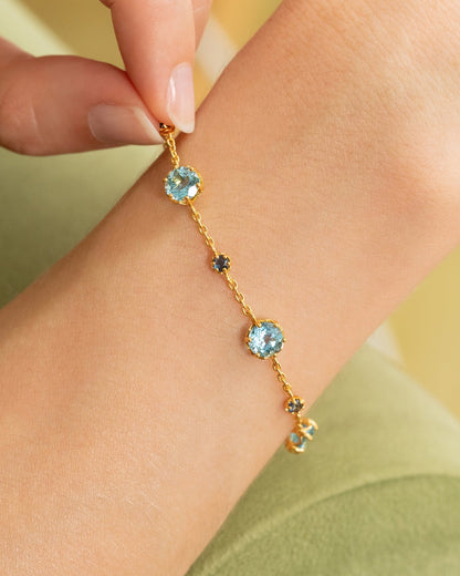 Blue Sapphire & Blue Topaz Bracelet in 18k Gold Vermeil - SJR London Timepiece