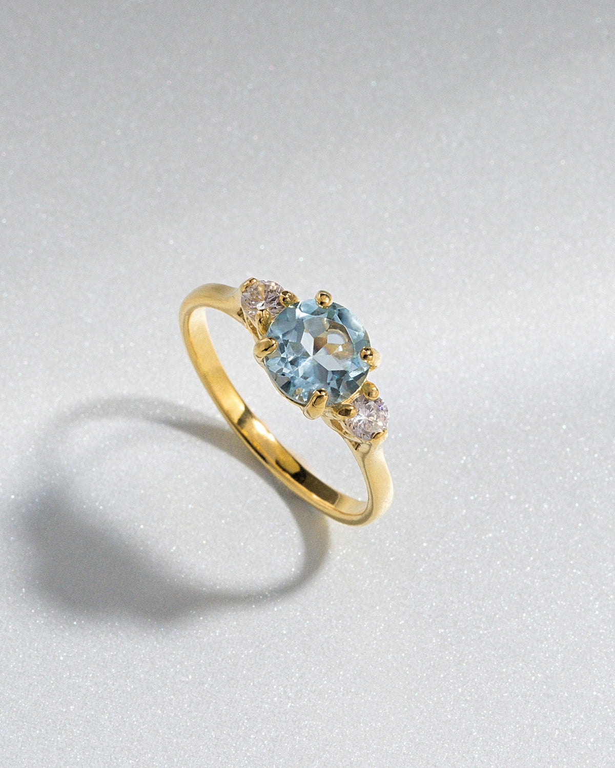 Blue Topaz Three Stone Ring in 18k Gold Vermeil - SJR London Timepiece