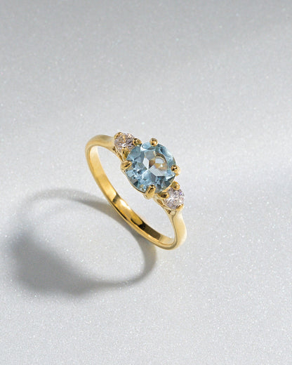 Blue Topaz Three Stone Ring in 18k Gold Vermeil - SJR London Timepiece
