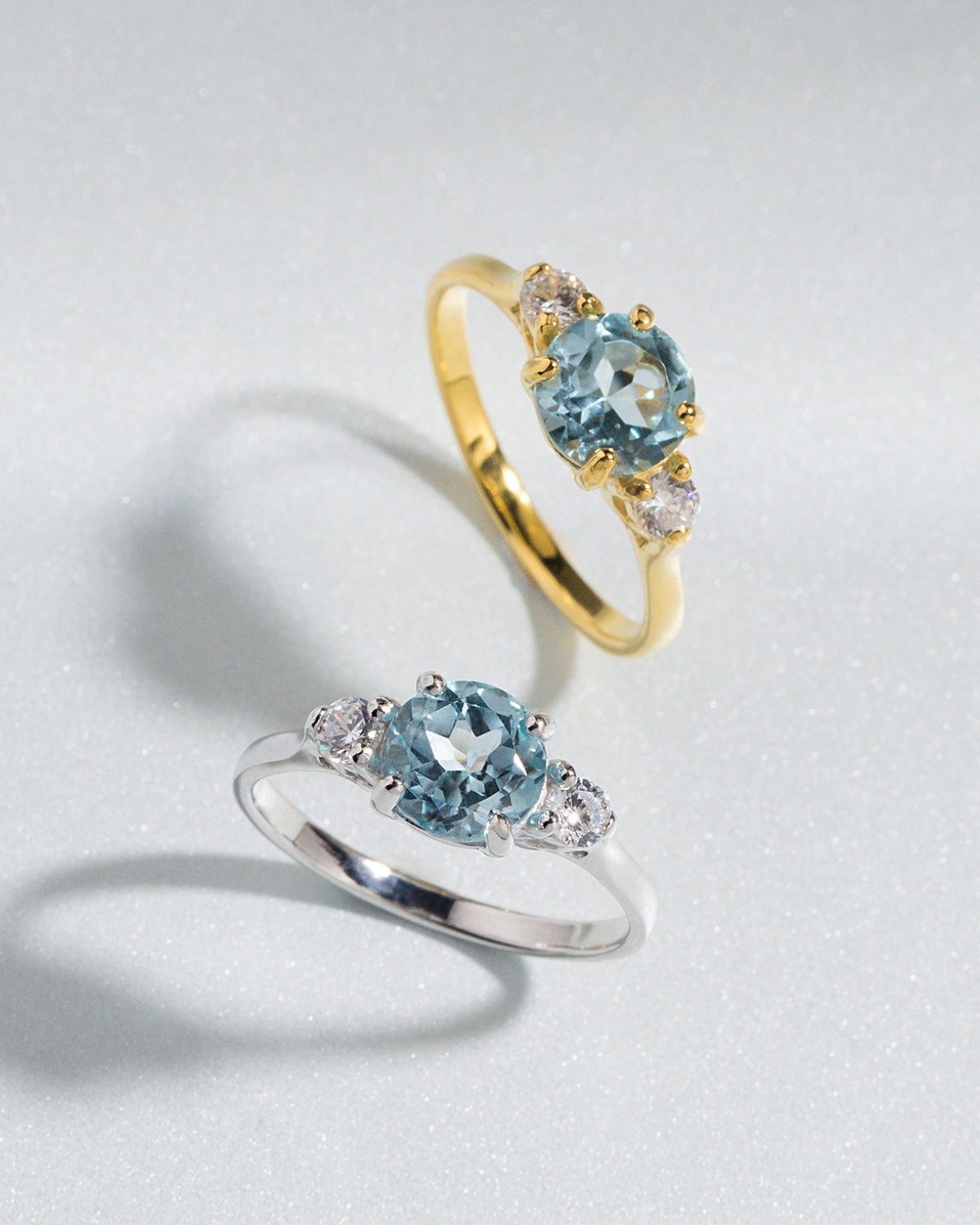 Blue Topaz Three Stone Ring in Sterling Silver - SJR London Timepiece