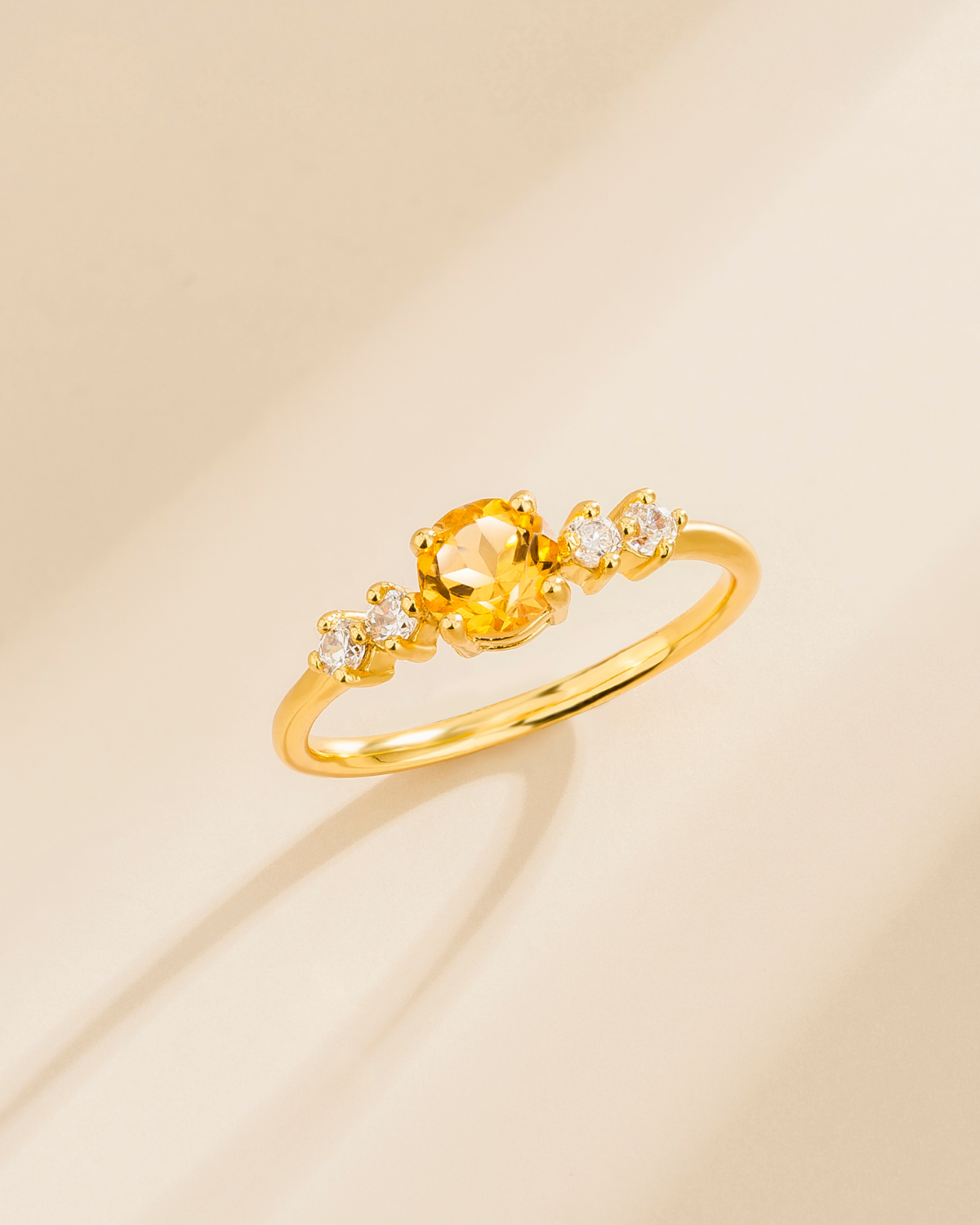 Citrine Five Stone Ring in 18k Gold Vermeil - SJR London Timepiece