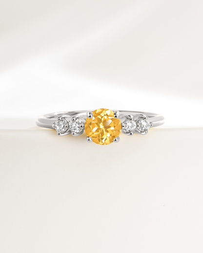 Citrine Five Stone Ring in Sterling Silver - SJR London Timepiece