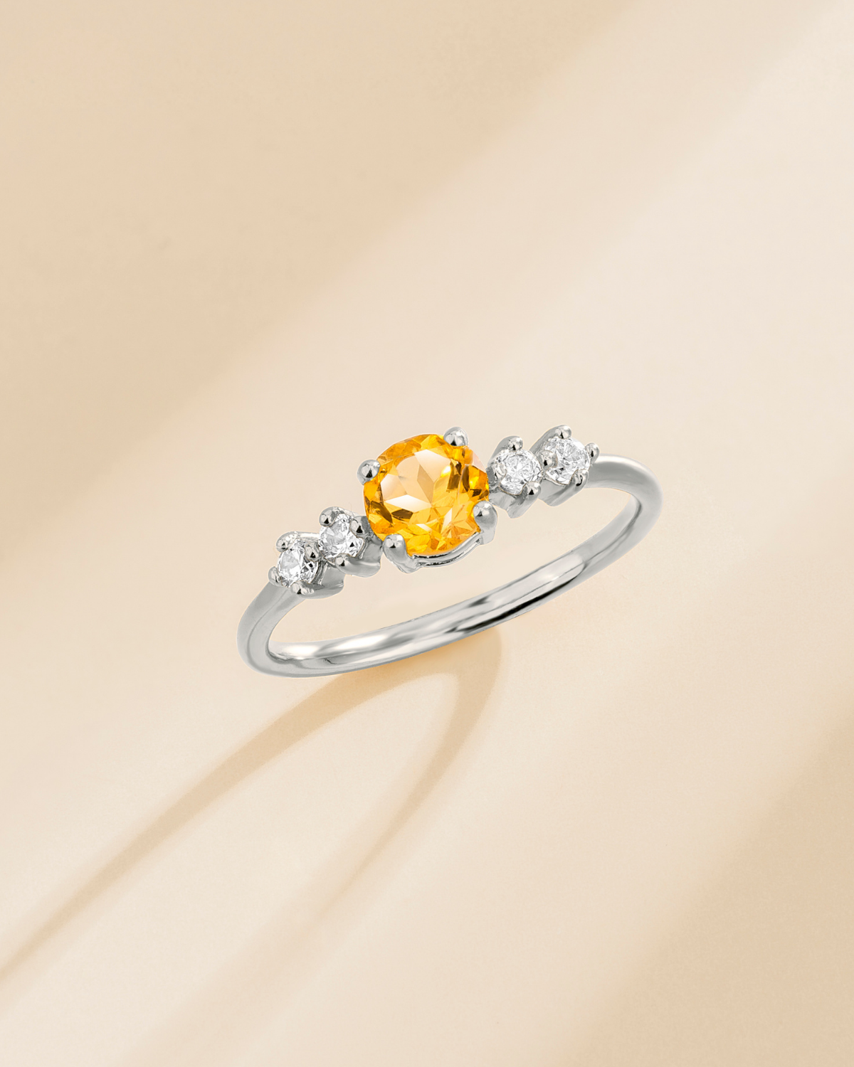 Citrine Five Stone Ring in Sterling Silver - SJR London Timepiece