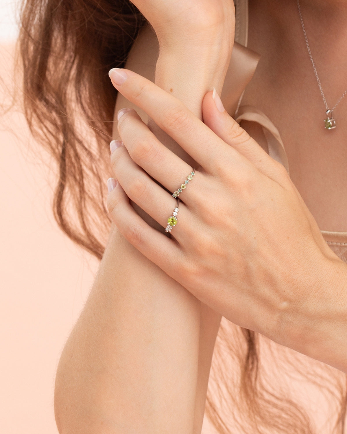 Emerald & Peridot Stackable Half Eternity Band in Sterling Silver - SJR London Timepiece