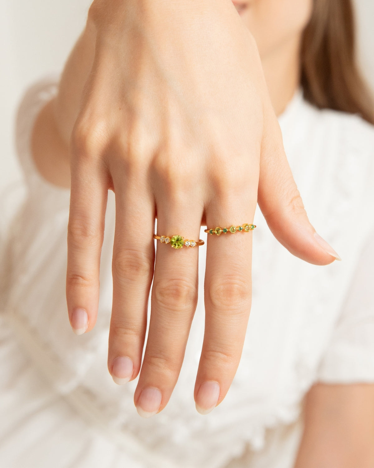Emerald & Peridot Stackable Half Eternity Band in 18K Gold Vermeil - SJR London Timepiece