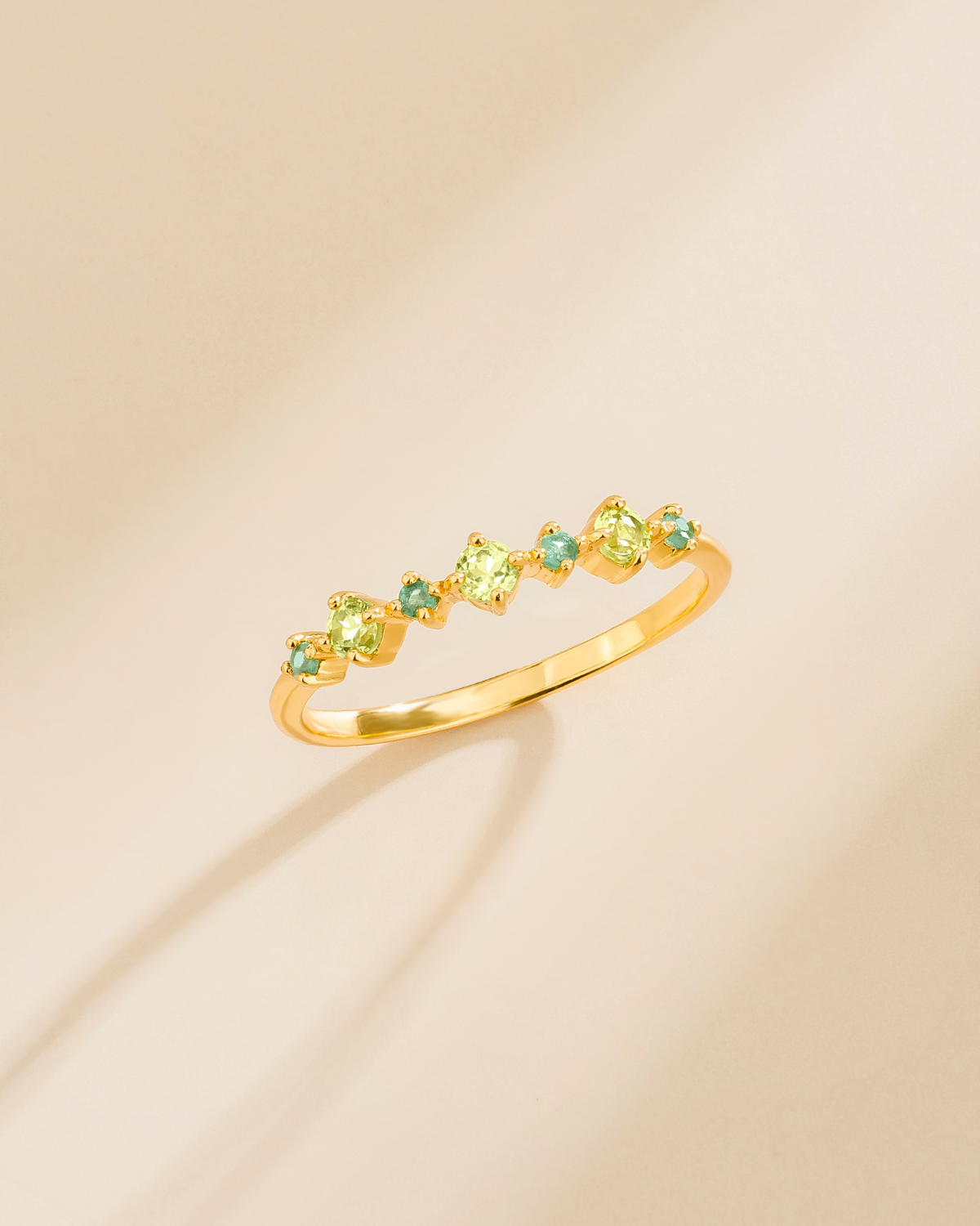 Emerald & Peridot Stackable Half Eternity Band in 18K Gold Vermeil - SJR London Timepiece