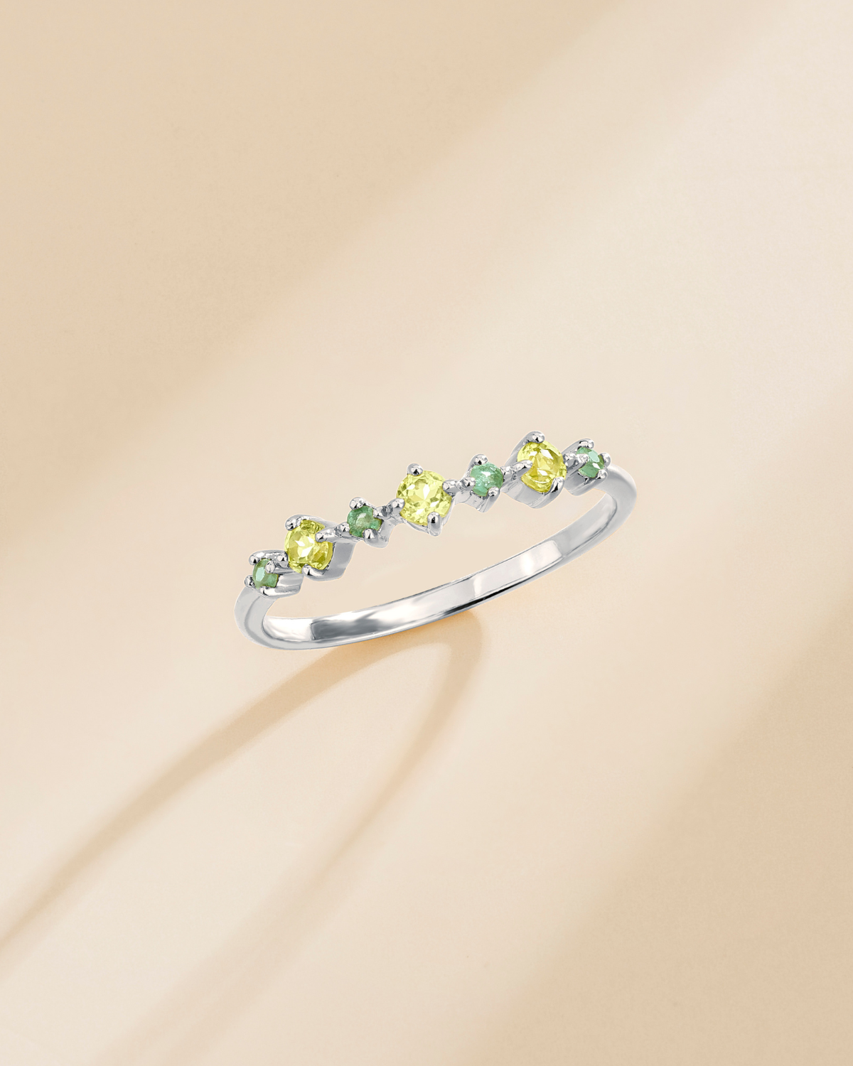 Emerald & Peridot Stackable Half Eternity Band in Sterling Silver - SJR London Timepiece