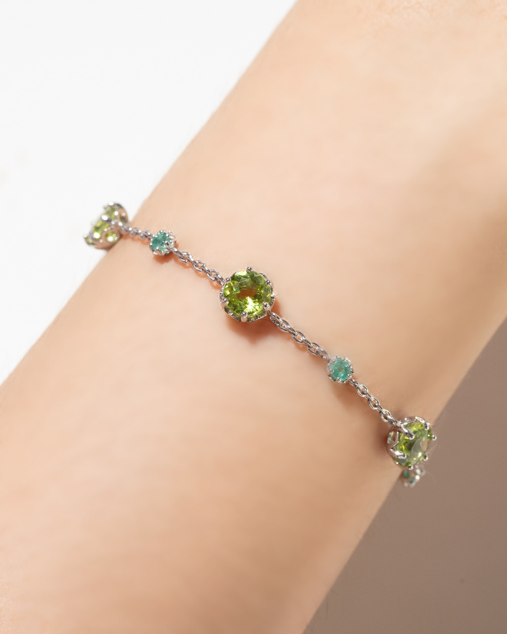 Parure de bijoux émeraude et péridot en argent sterling