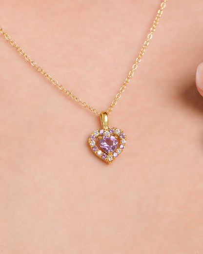 Purple Heart Lavender Amethyst Pendant Necklace in 18k Gold Vermeil - SJR London Timepiece