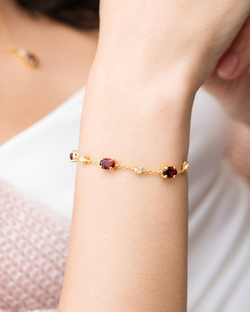 Mini-coffret 2 - Parure de bijoux en grenat en vermeil 18 carats
