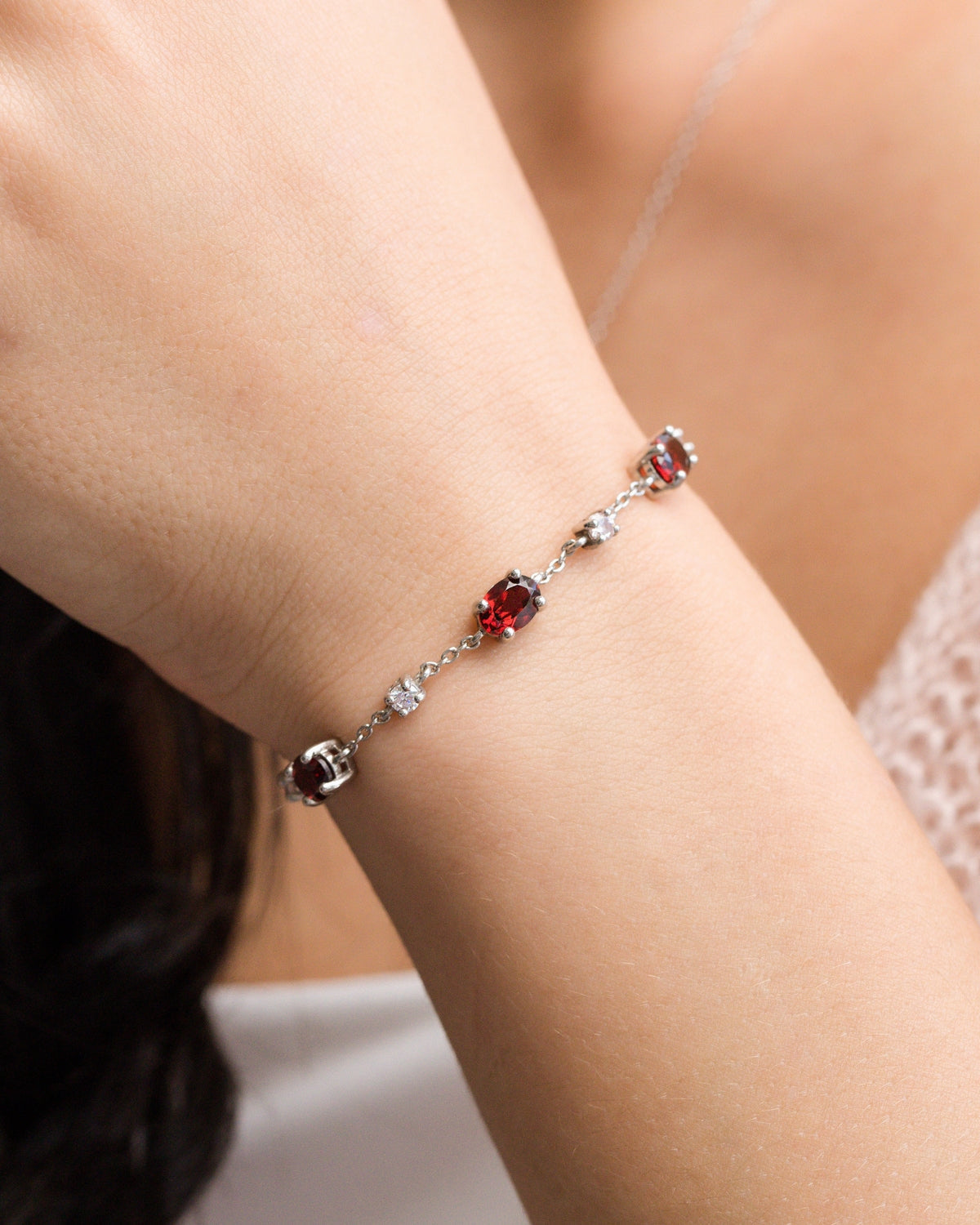 Garnet Bracelet in Sterling Silver - SJR London Timepiece