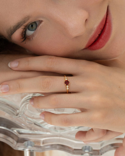 Garnet Everyday Jewellery Gift Set in 18k Gold Vermeil - SJR London Timepiece
