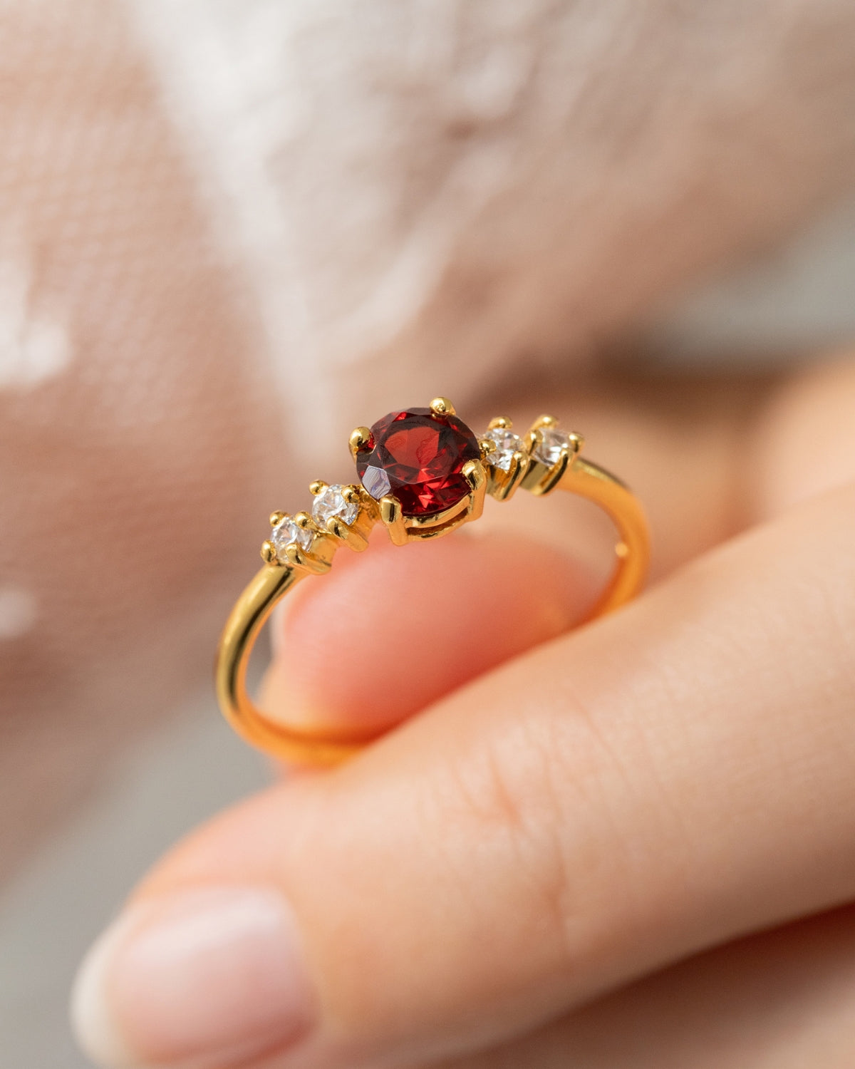 Garnet Five Stone Ring in 18k Gold Vermeil - SJR London Timepiece