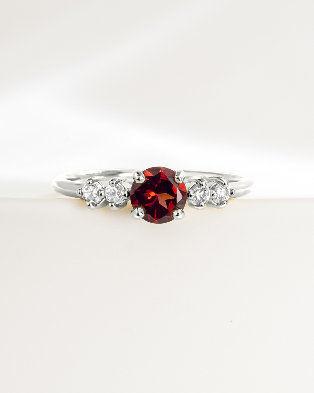 Garnet Five Stone Ring in Sterling Silver - SJR London Timepiece