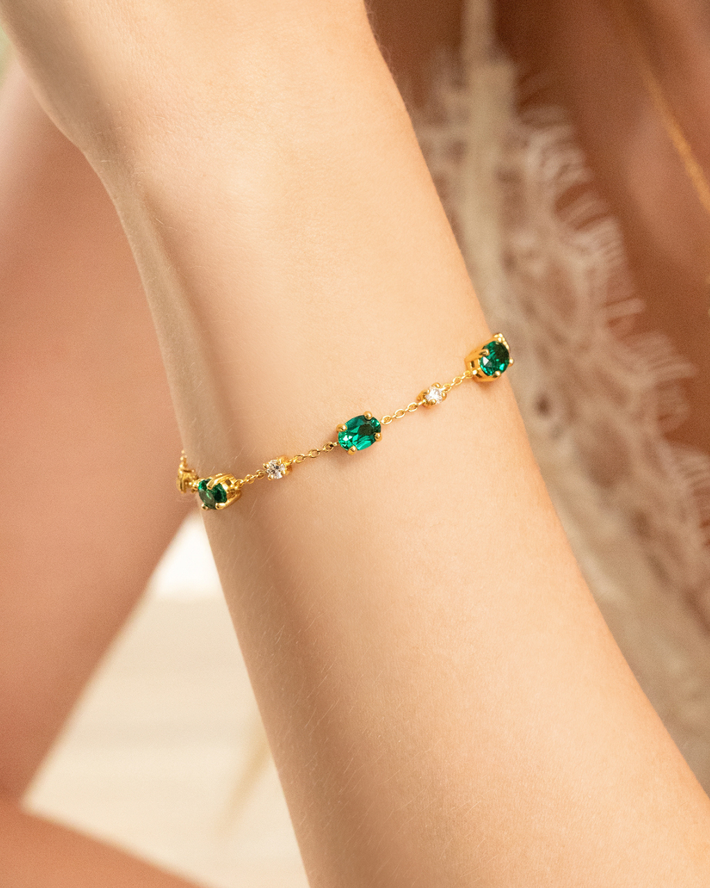 Bracelet émeraude en vermeil 18 carats