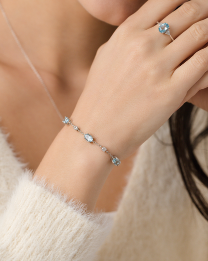 Complete Set - Blue Topaz Jewellery Set in Sterling Silver - SJR London Timepiece
