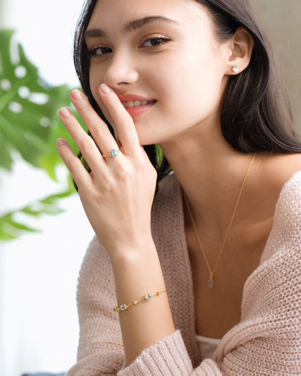 Mini-parure 2 - Parure de bijoux en topaze bleue en vermeil or 18 carats