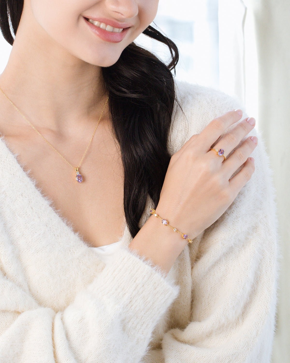Essential Amethyst Jewellery Set in 18k Gold Vermeil - SJR London Timepiece