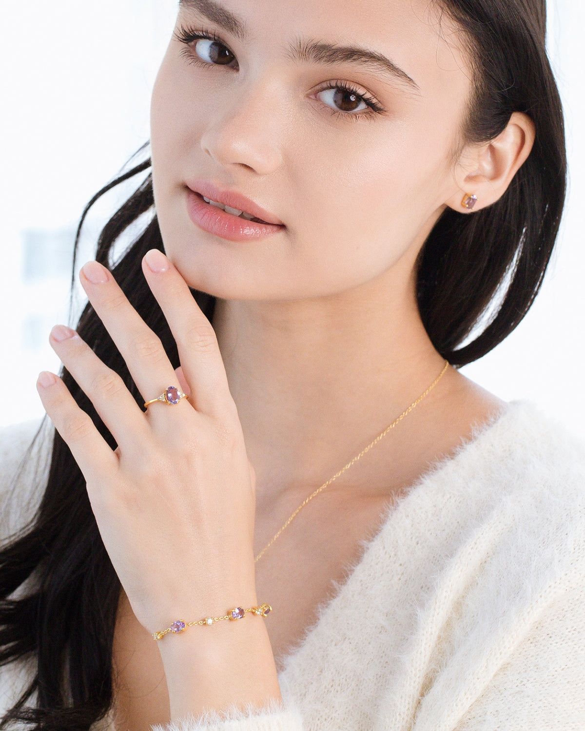 Lavender Amethyst Bracelet in 18k Gold Vermeil - SJR London Timepiece