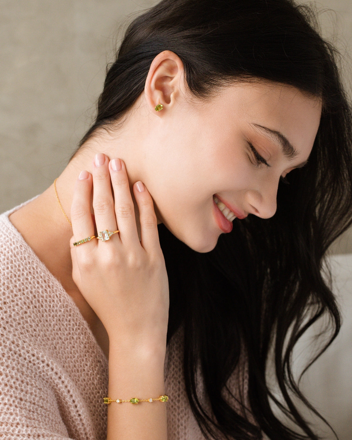 Peridot Oval Stud Earrings in 18k Gold Vermeil - SJR London Timepiece