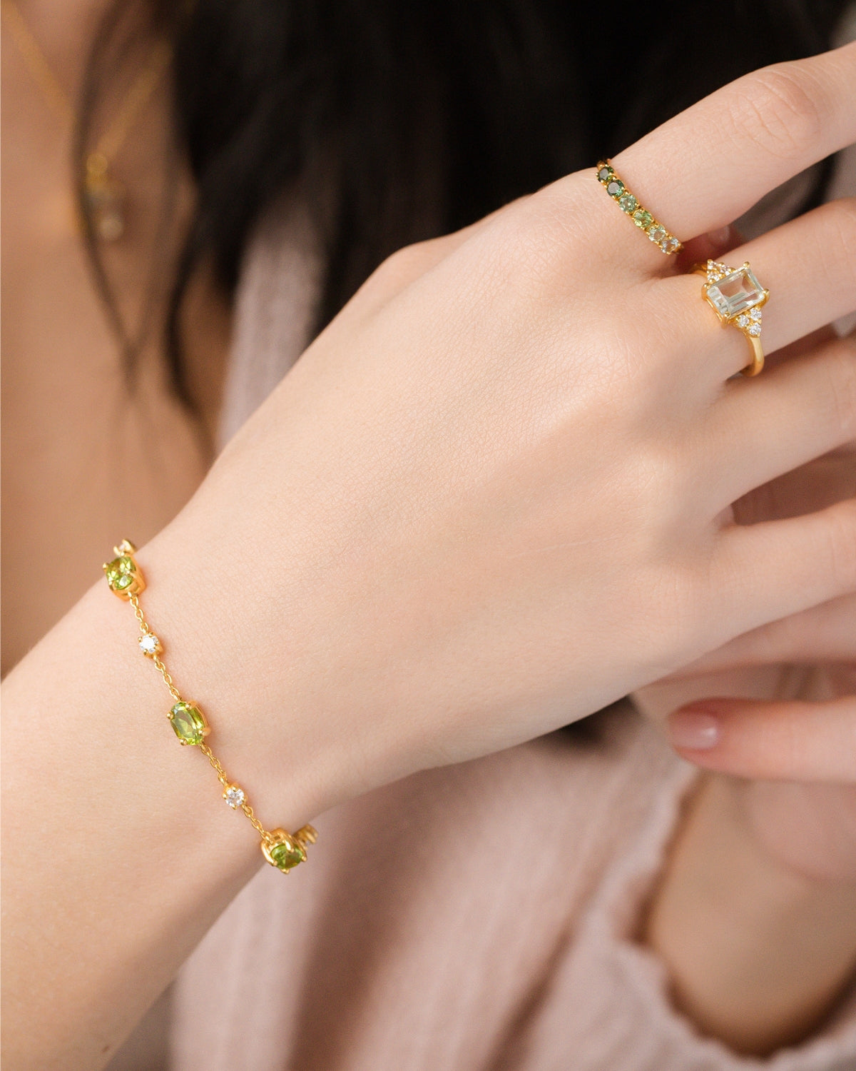 Bracelet de péridot en vermeil 18 carats