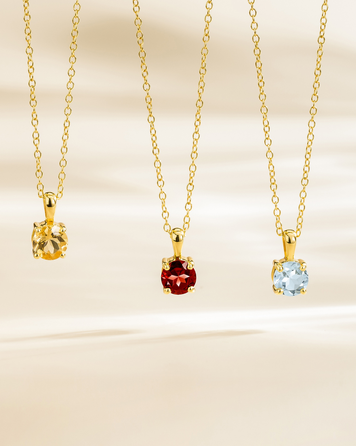 Garnet Solitaire Pendant Necklace in 18k Gold Vermeil - SJR London Timepiece