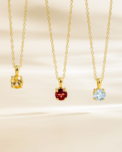 Sky Blue Topaz Solitaire Pendant Necklace in 18k Gold Vermeil - SJR London Timepiece