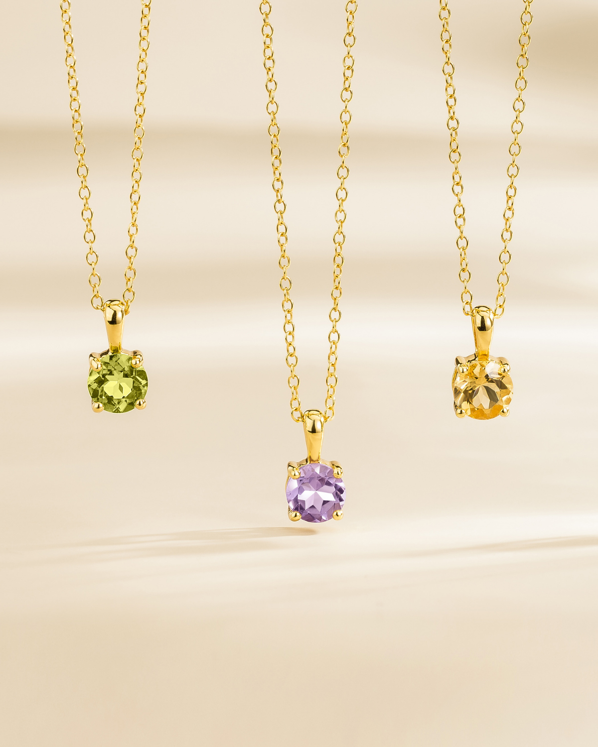 Peridot Solitaire Pendant Necklace in 18k Gold Vermeil - SJR London Timepiece