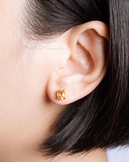 Citrine Oval Stud Earrings in 18k Gold Vermeil - SJR London Timepiece