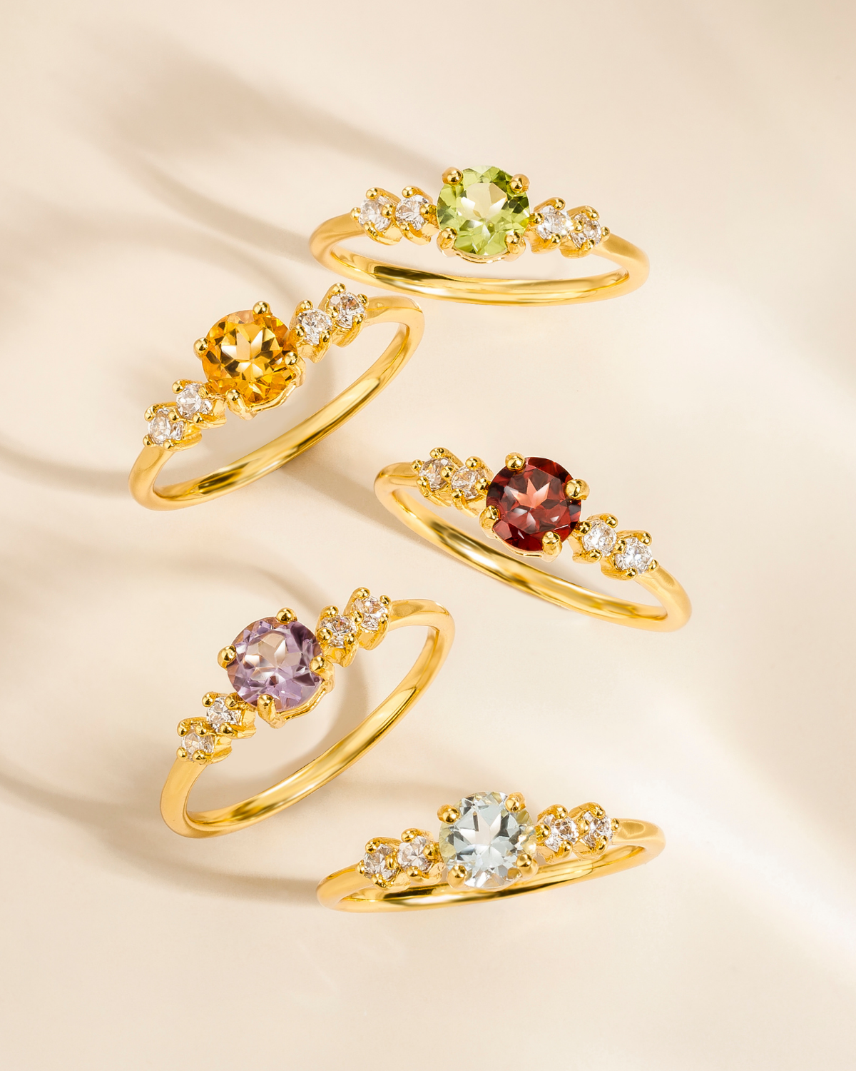 Sky Blue Topaz Five Stone Ring in 18k Gold Vermeil - SJR London Timepiece