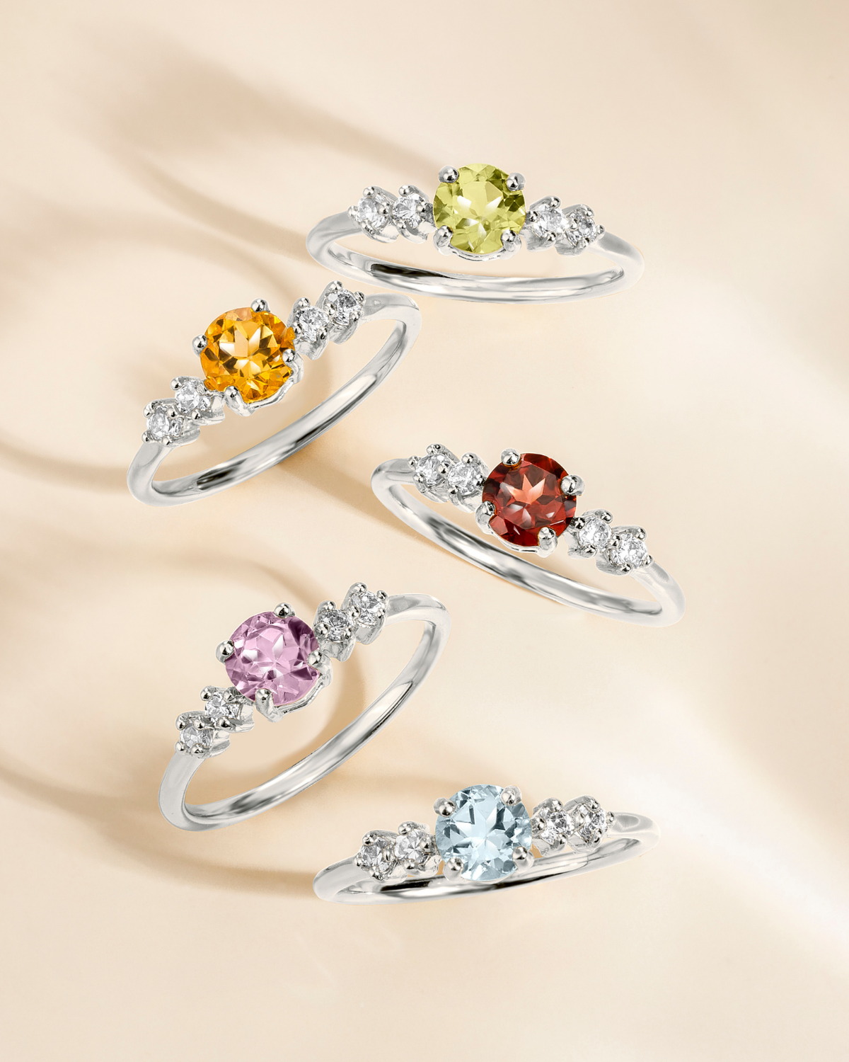 Peridot Five Stone Ring in Sterling Silver - SJR London Timepiece