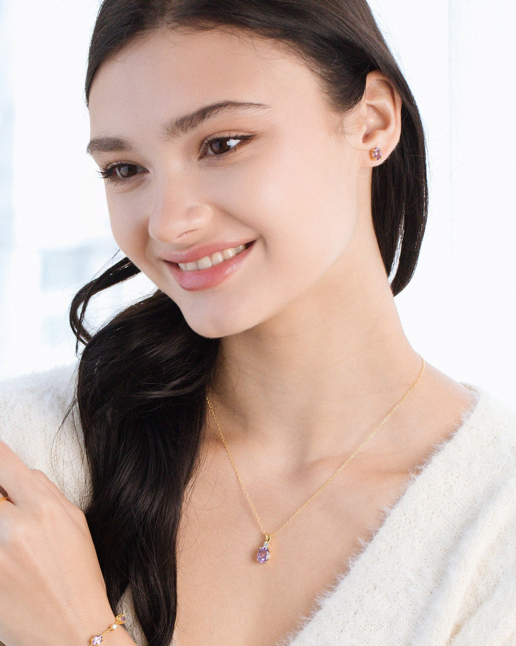 Mini-coffret 2 – Parure de bijoux en améthyste en vermeil 18 carats