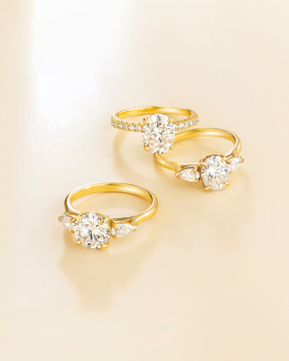 2 ct Round Moissanite Three Stone Engagement Ring in 18k Gold Vermeil - SJR London Timepiece