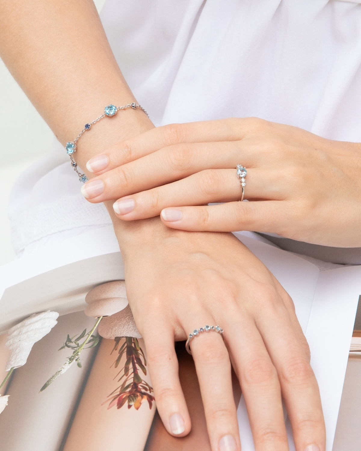 Sky Blue Topaz Five Stone Ring in Sterling Silver - SJR London Timepiece