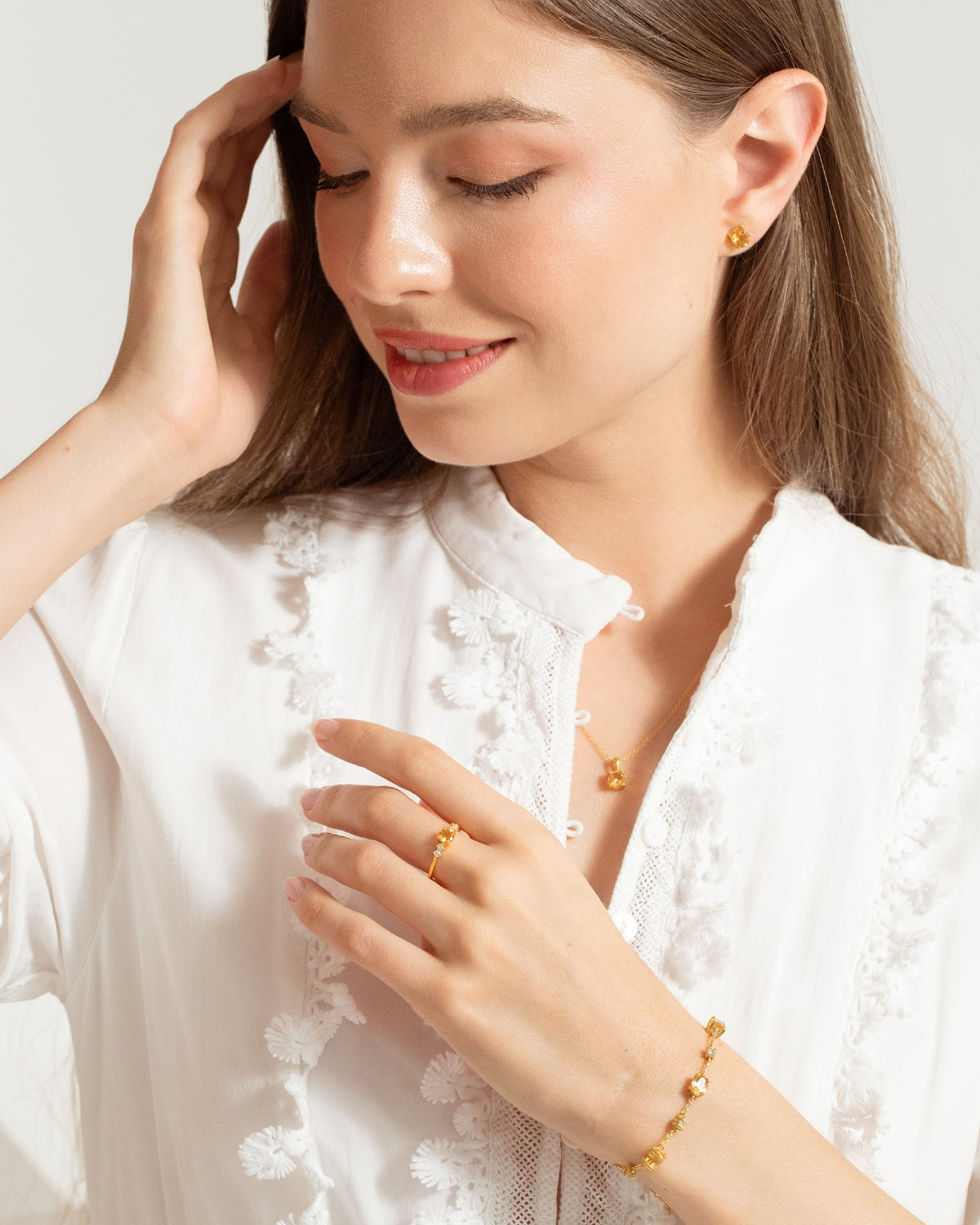 Citrine Everyday Jewellery Gift Set in 18k Gold Vermeil - SJR London Timepiece